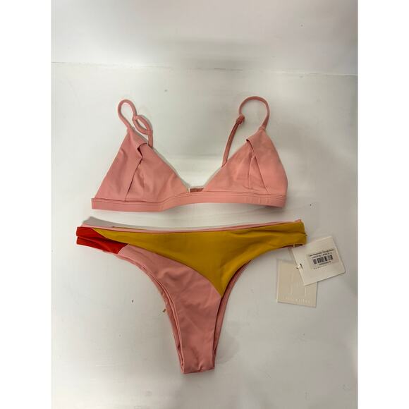 NWT Lisell Hiller Caro Reversible Triangle Bikini Top & Bottom Set Peach Large - Picture 3 of 9
